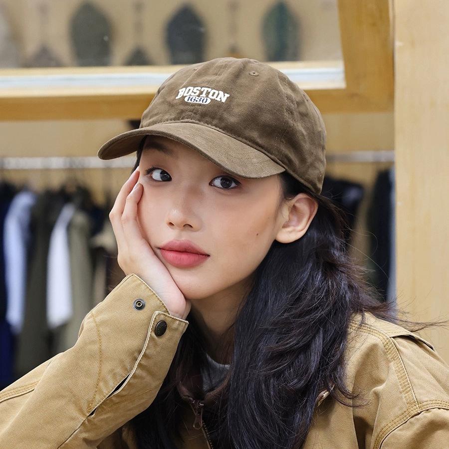 Embroidery Letter Baseball Hat for Women Sunshade Fashion Solid Color Duck Tongue Caps Unisex Outdoor Sunscreen Visor Peaked Cap