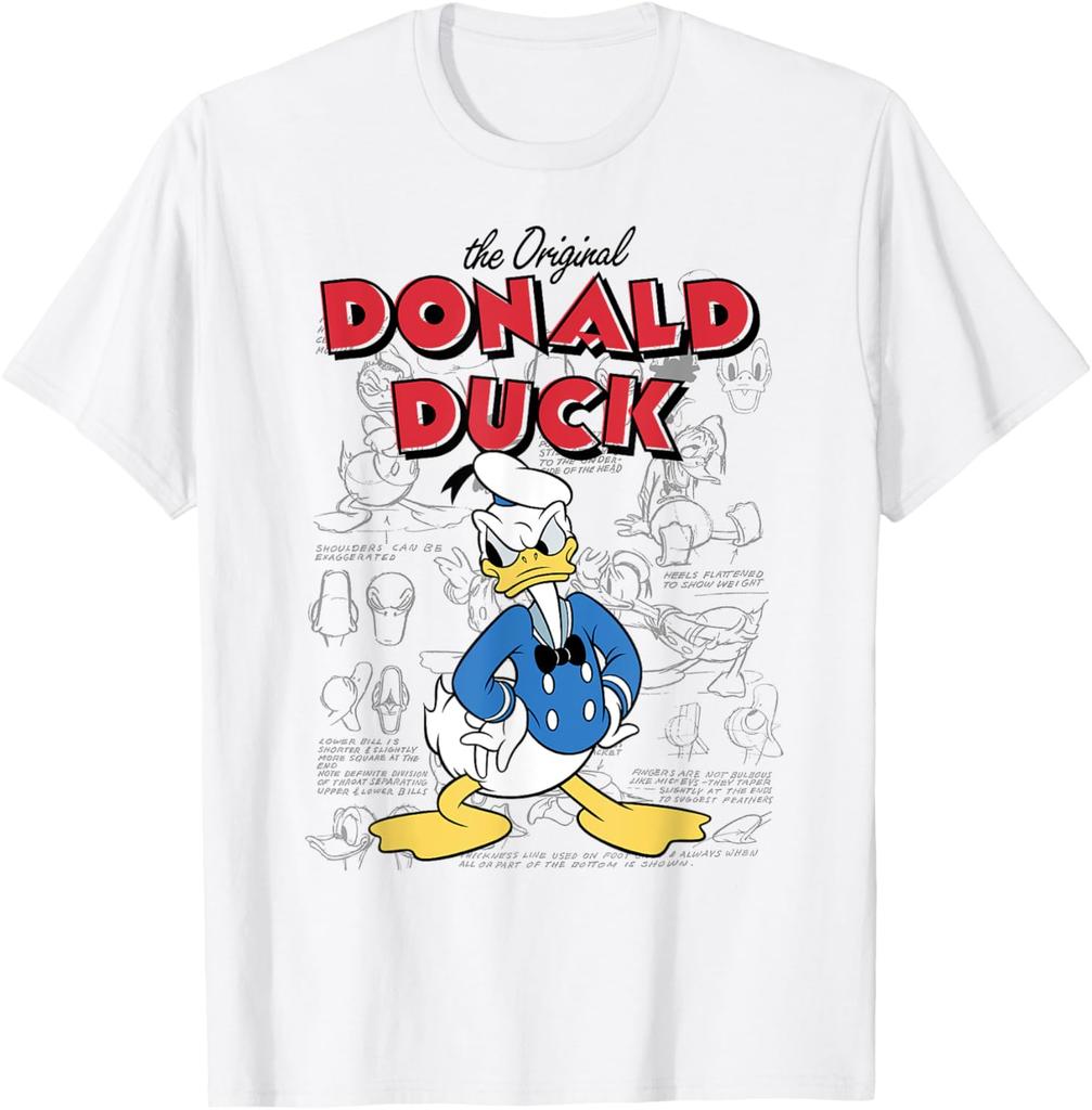 2025 Summer Disney Donald Duck Animated Character Print Boys Girls Popular Breathable 100% Pure Cotton Printed Leisure T-shirt