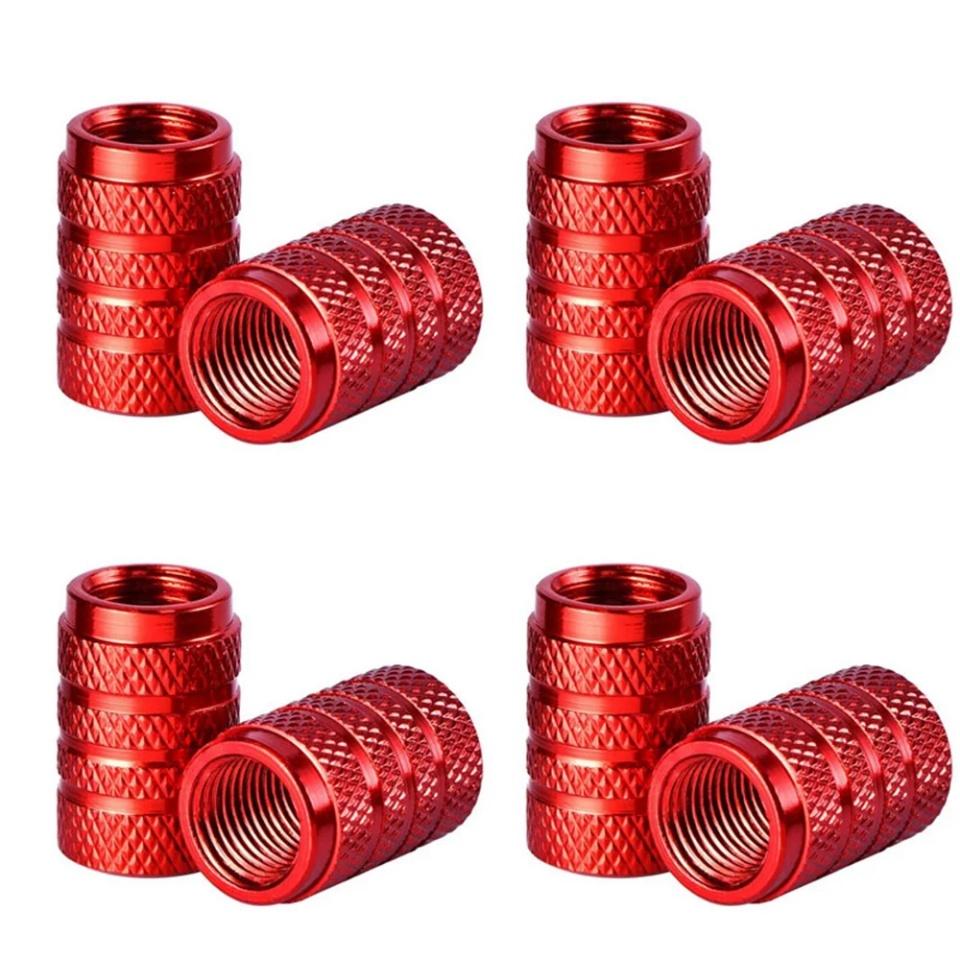 4pcs Knurling Style Tire Valve Caps Aluminum Silver Car Bike Wheel Stem Air Valve Caps Tire Pressure Cap Accessory Valve Stems 1