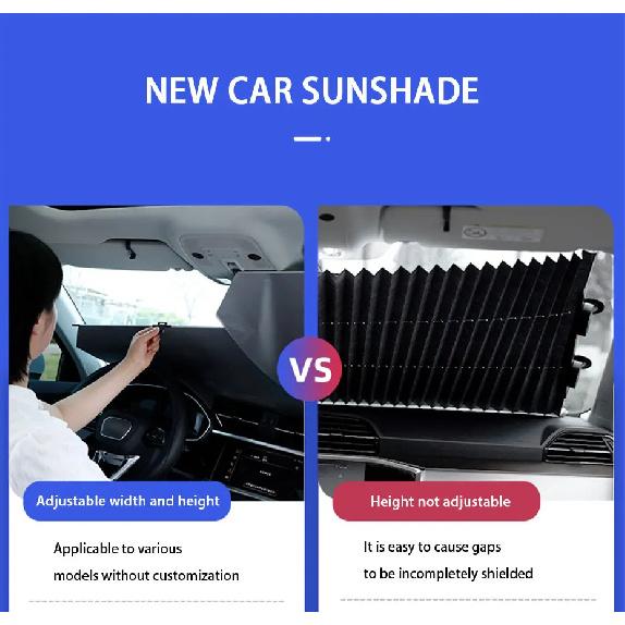 SEAMETAL Telescopic Car Sun Shade Hidden Windshield Sun Protection Cover UV-Blocking Privacy Curtains 72-140cm Adjustable Width