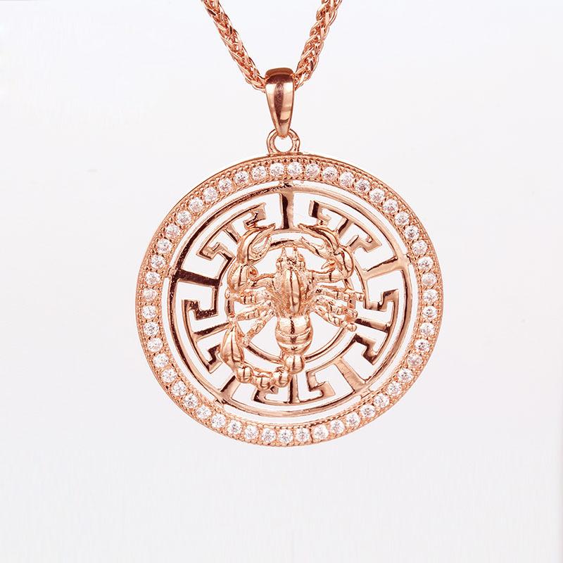 Pure Purple Gold Constellation Pendant Rose Gold Plated Color Gold Personalized Twelve Constellation Cards