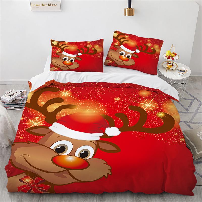 Christmas Elk Bedding Set Festival Modern 3d Duvet Cover Set Comforter Bed Linen Twin Queen King Single Size Kids Adult Gift