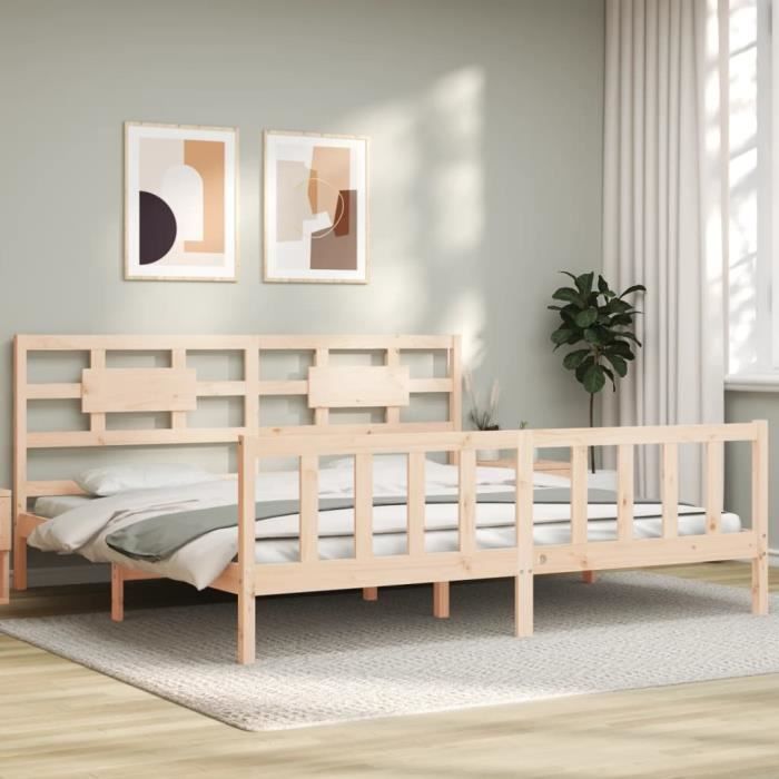 VidaXL Cadre de lit avec tête de lit 200x200 cm bois massif 3192576