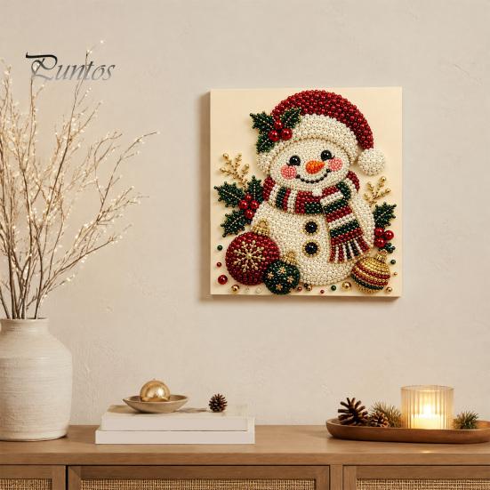 DIY Faux Pearl Art Crafts Christmas Kit, Santa Snowy Cottage Painting Kits for Adults 3D Bead Craft Set Adults, Home Winter Holiday Wall Decor Indoor