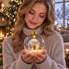 Transparent Christmas Sphere Light Flat 3D with Ball Ornament Gifts Lighted Warm LED Winter Decorative