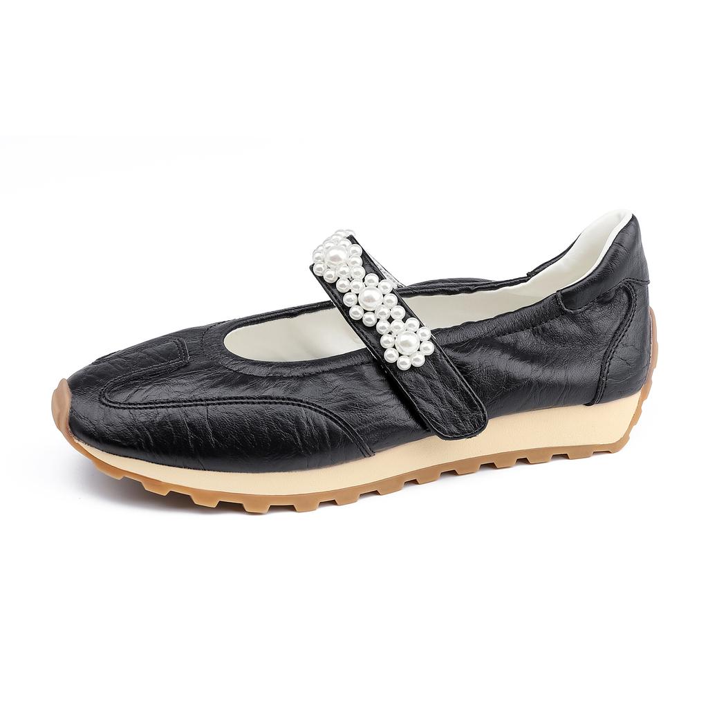 Summer new French Mary Jane shoes women's retro pearl word with soft sole single shoes women's temperament wear high sense