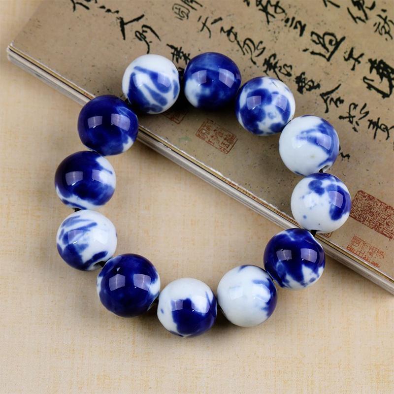 Vintage Porzellan Keramik Perlen Strang Armband für Frauen Klassischer Eleganter Schmuck für Hochzeiten Tägliche Accessoires