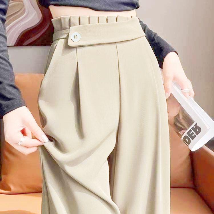 

Women s High Waist Black Polyester Wide Leg Trousers M for 80-100 jin