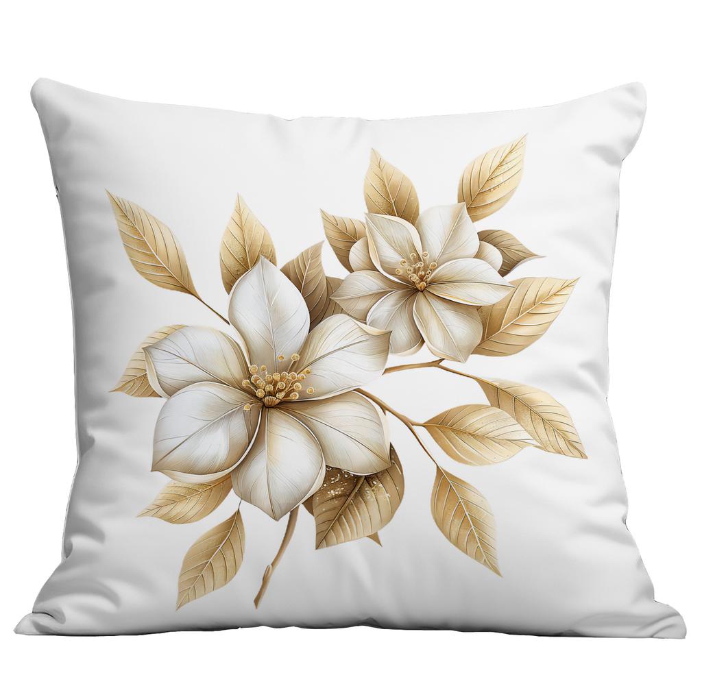 New Floral Pillowcase Gold Printed Home Living Room Sofa Cushion Pillowcase