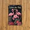 Metal Wall Art Retro Flamingo Vintage Patina for Bar