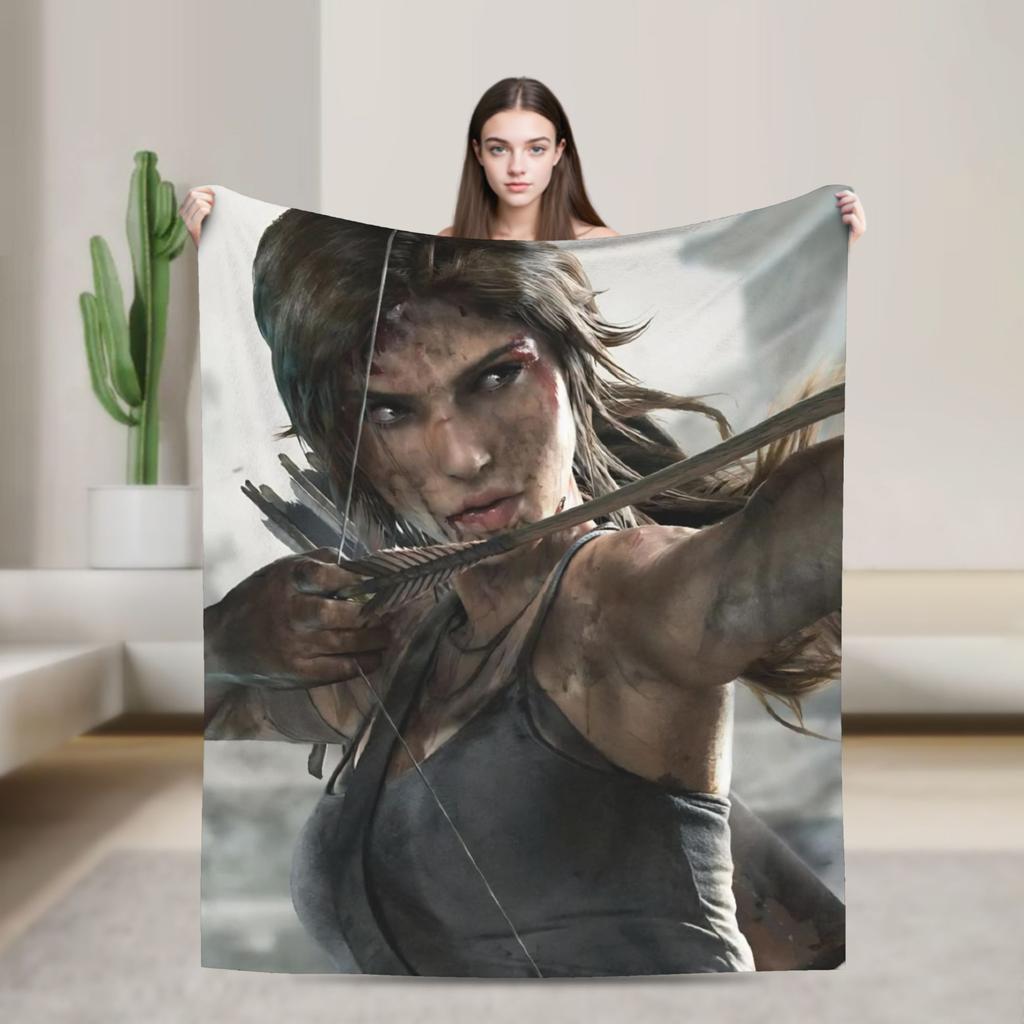 T-Tomb Raiders Plush Blanket Kids Flannel Throw Blanket For Home Decor Soft Custom Quality Bedspread Gift