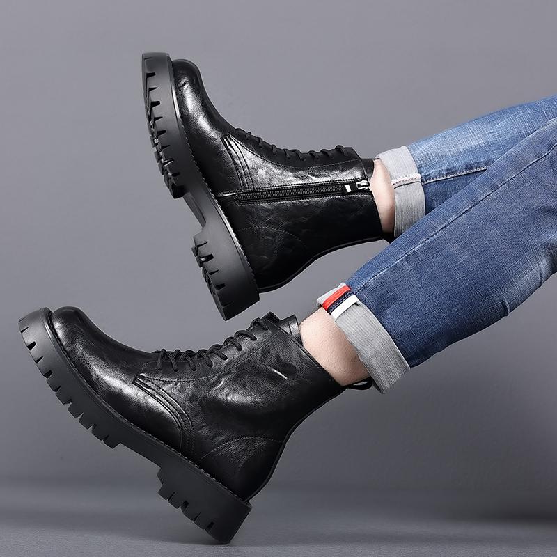 Мода Новое поступление Осень Ранняя зима Ботинки Мужская обувь на платформе Крутые — фото 5