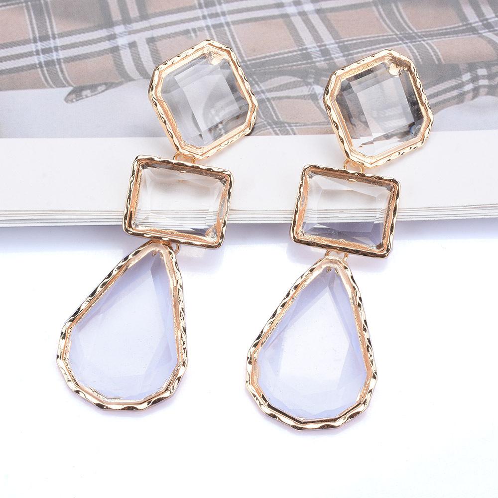 Fashion Alloy Color Resin Dangle Earrings, Exaggerated Minimalist Geometric Jewelry For Women