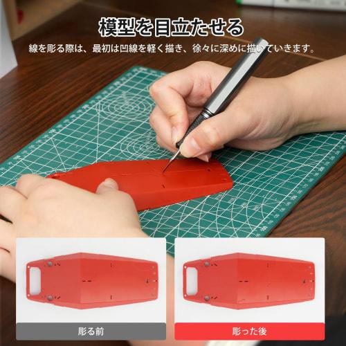 Bucasso Model Scriber with Tungsten Steel Blades, 2-Piece Set, for Scribing RG Scale Models, Gundam Models, and Plastic Models (0.3mm)