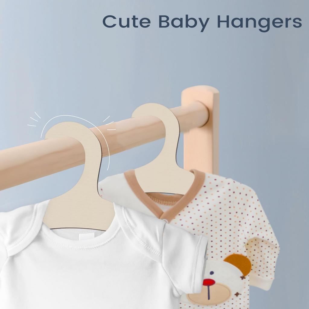 20 Packs Wooden Baby Hangers for Clothes, 9 Inch Wood Newborn Baby Girl Boy Hangers for Nursery Cute Kids Toddlers Children Infant Hanger for Baby