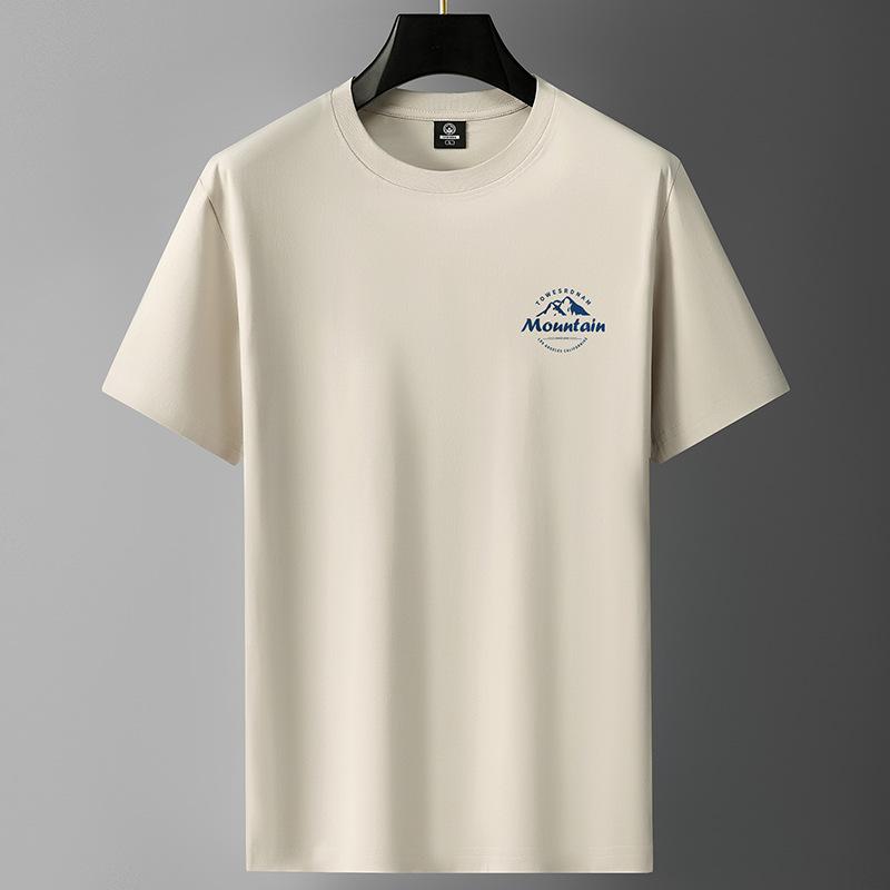 Summer Men's T-shirt Pure Cotton Solid Color Casual Round Neck Top Breathable Loose Thin T-shirt Short-sleeved