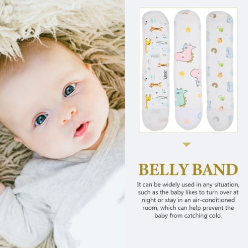 Healeved Baby Belly Bands, Newborn Belly Belts, Cooling Belly Support, Set of 4, Cotton, Adjustable Sizes, Cute Cartoon Design