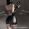 Right night sex underwear sexy patent leather hip skirt uniform qing temptation suit pure desire pajamas qqny