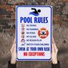 1pc Eclectic Metal Pool Rules Sign 8x12in, Wall Hanging Safety Warning, No Electricity Needed
