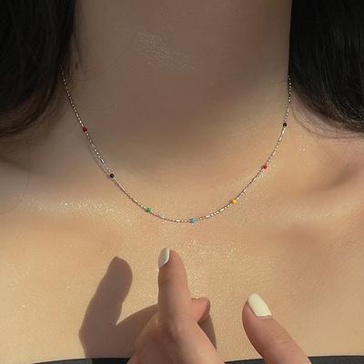 Regenbogen Doudou Halskette Damen Exquisit Nische Ins-Stil IU Dopamin Halskette Damen
