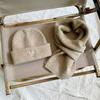 Love Heart Embroidery Crochet Warm Beanie Cap Solid Color Neck Warmer Set Winter Pullover Cap  Ski