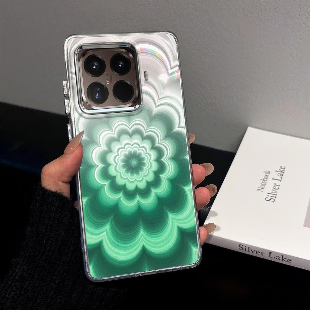 Case for Xiaomi 15T Pro Iridescent Gradient Floral Clear Case,Shockproof Camera Lens Protection