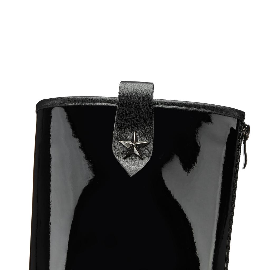 Krazing Pot Boty z hovězí kůže podzim zima silné podpatky velká velikost 45 kožené nazouvací dámské zateplené kozačky nad koleno