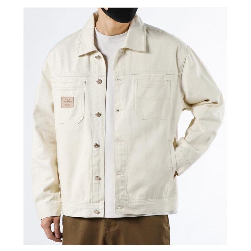 Men's Off White Denim Trucker Jacket Casual Streetwear Outerwear