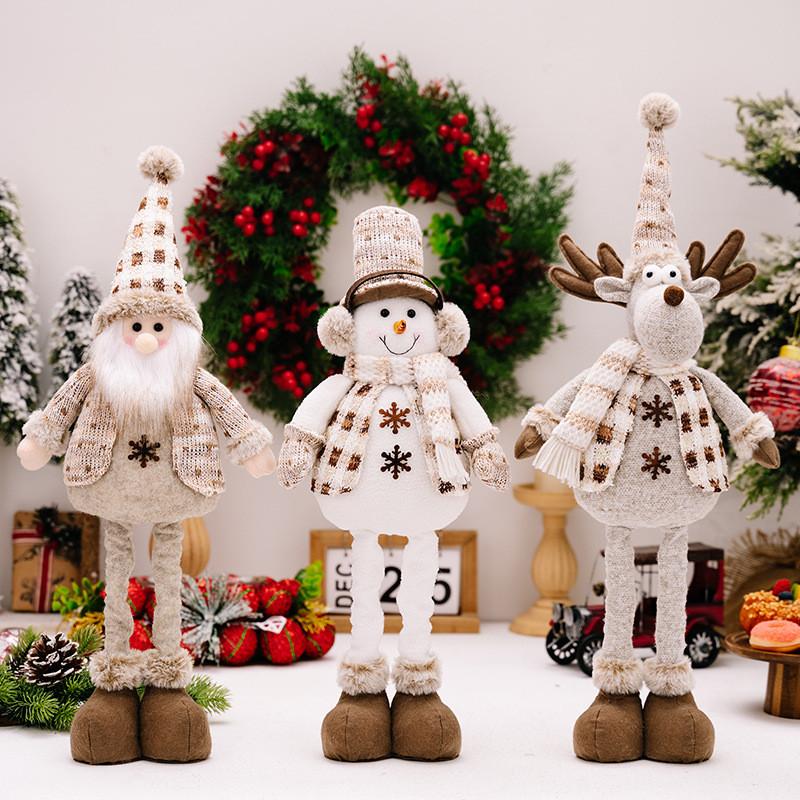 Joyful Doll Stretchable Decoration With Snowman Reindeer And Elderly Characters Perfect For Christmas Atmosphere