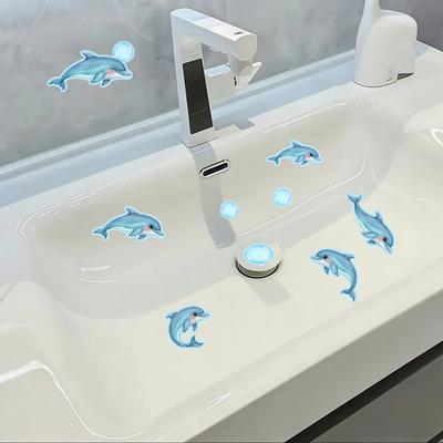 Glow In The Dark Ocean Sink Sticker Self-Adhesive Waterproof Bathroom Decals Cute Turtles Dolphins Sea Animal PVC Sticker for Sinks Bathtubs