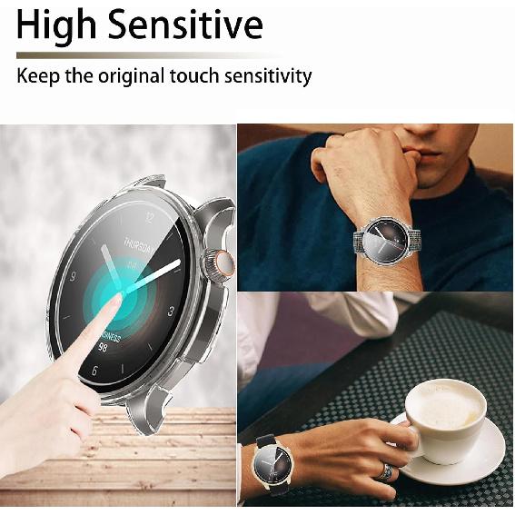 [4-Pack] Screen Protector Case with Tempered Glass Compitible with Amazfit Balance Smart Watch, Hard PC Case Screen Protector Cover Bumper