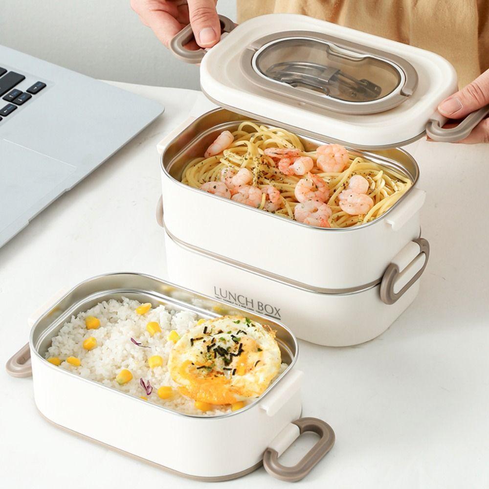 Large Capacity Thermal Lunch Box With Fold Spoon Food Storage Containers  Office Picnic
