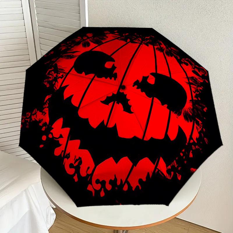 

1pc Halloween Jack-o -lantern Floral Design Umbrella with Plastic Handle,Suitable for All Seasons Home Travel Outdoor UmbrellaDD1137