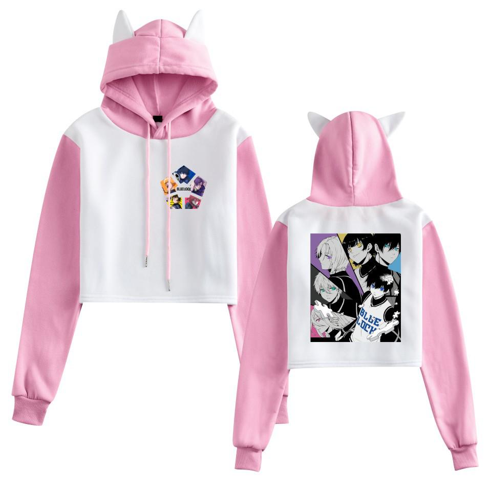 Nuova Felpa con Cappuccio Blu Prison Blue Lock Anime con Orecchie da Gatto - Collezione Autunno/Inverno Donna