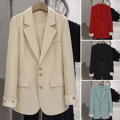Damen Casual Blazer Büro Dame Pendler Anzug Reverskragen Jacke Locker Geschnitten Mode Alltagskleidung Mantel