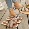 Summer Women's Cross Belt Buckle Flat Casual Beach Slippers