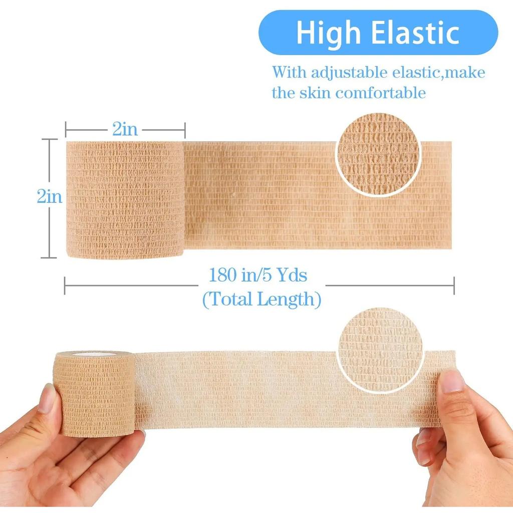 24 Stück selbstklebende Bandage, atmungsaktive Veterinärbandage, kohäsive Bandage, Erste Hilfe für Haustiere, sportliche elastische selbsthaftende Bandage