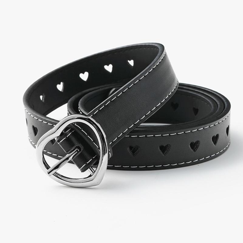 Love Buckle Waist Belt for Female Girl Fashion Pin Buckle Waiststrap Teens Jeans Belt Pants PU Leather Belt Waist Decors