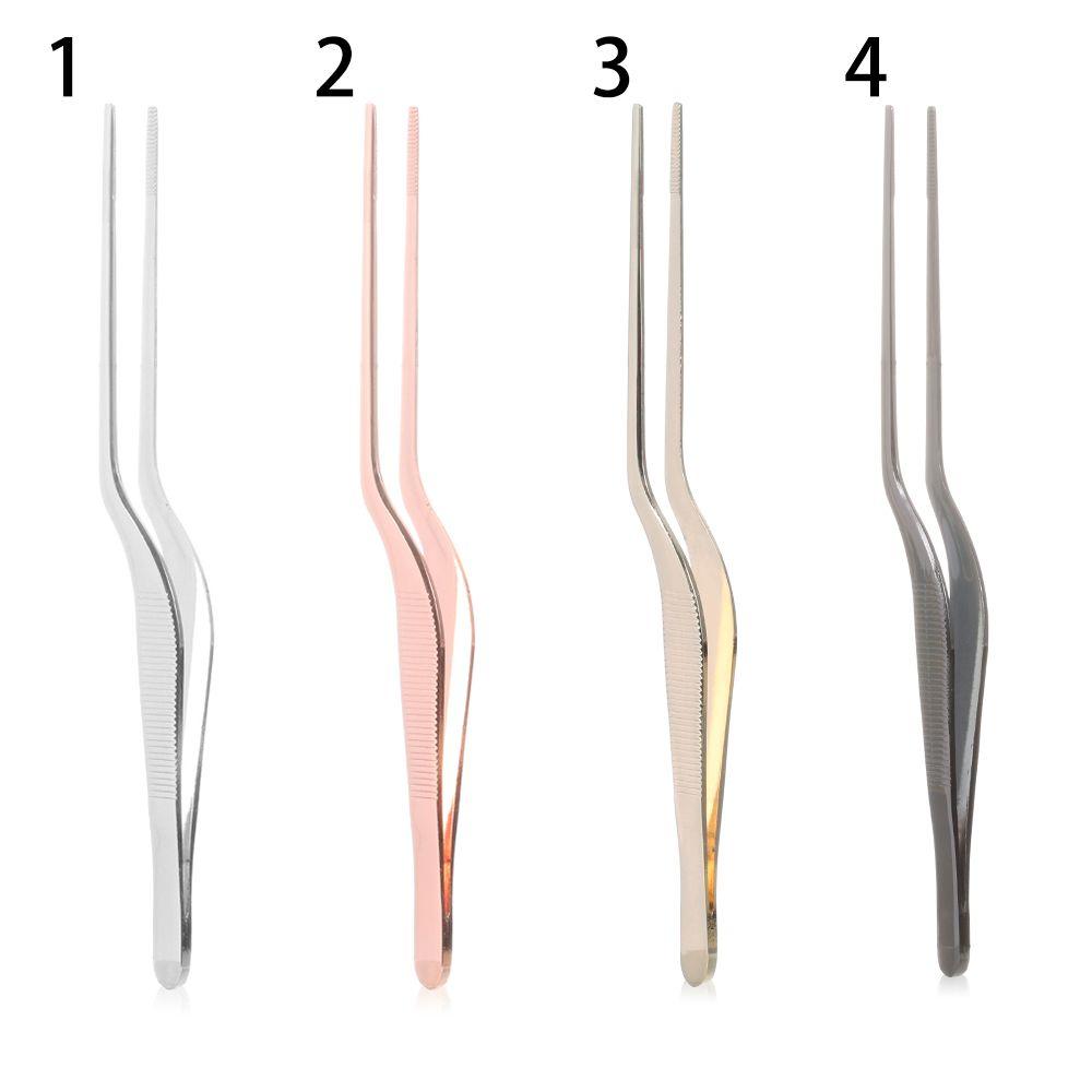 14cm Multifunctional Plating Chef Food Tweezer BBQ Clip Barbecue Serving Tongs Stainless Steel Kitchen Tool