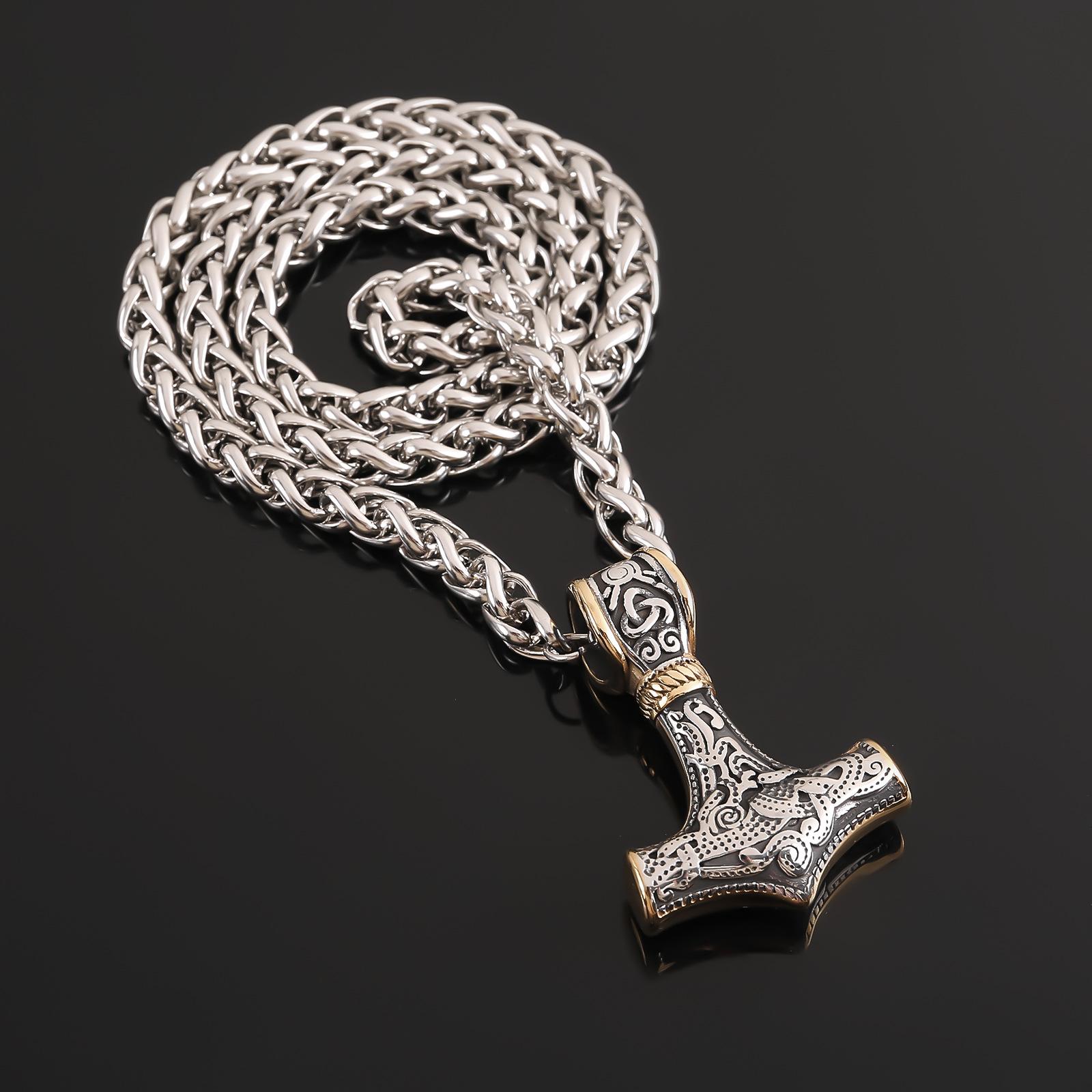 

Модное Североевропейское ожерелье из нержавеющей стали с подвеской в ​​виде молота бога викингов, мужские ювелирные изделия из нержавеющей стали 40