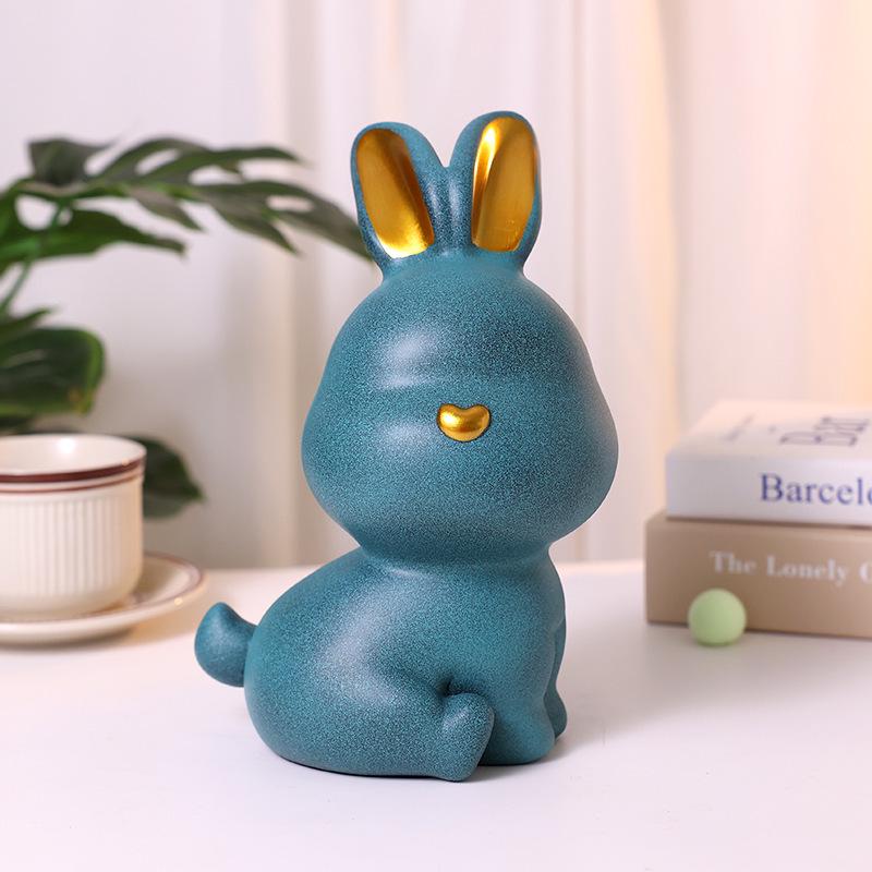 Cute Zodiac Rabbit Piggy Bank Resin Home Decor & Gift