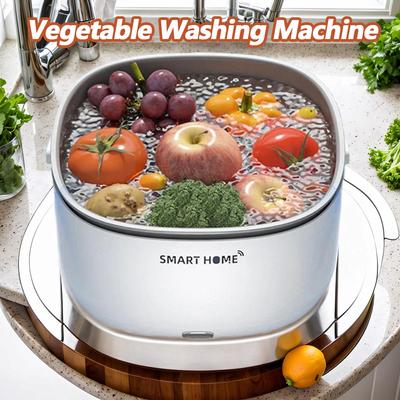 Máquina de lavar vegetais com ultrassom, com alça, cesta purificadora de grãos, alimentada por baterias, utensílios de cozinha para garrafas de frutas