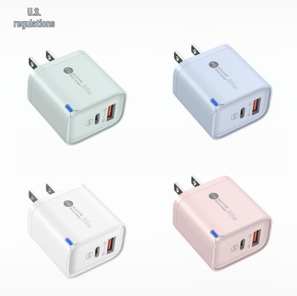 65W Macaron Light Charger, QC3.0, Multi-Port Fast Charging for Apple & Android (A+C)