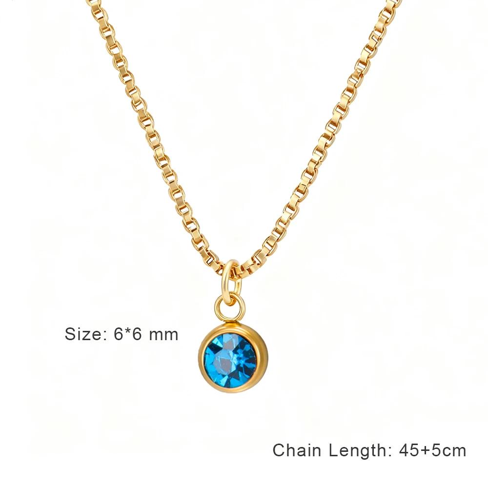 Clear Zircon 12 Month Birthstone Charm Necklace for Women Stainless Steel Thin Box Chain Necklace Jewelry Birthday Gift 2026