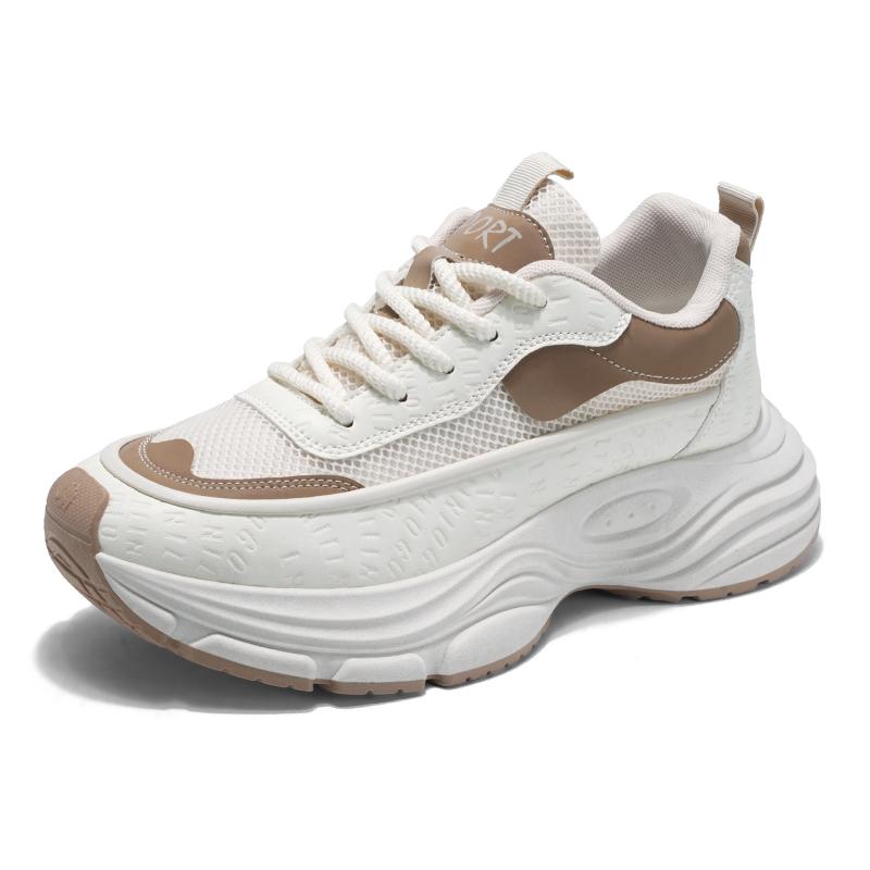 Thick-soled men's casual sports shoes 2025 New mesh lace-up breathable loafers Men's fashionable walking shoes