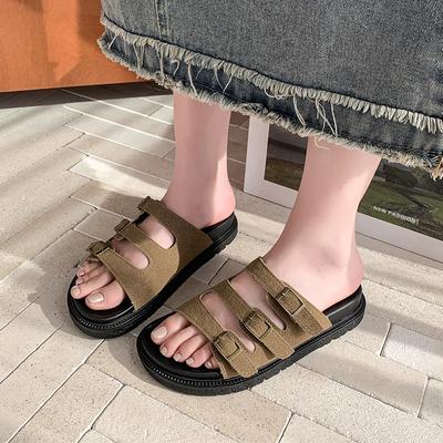 Shoes for Women  Open Toe Women's Slippers Outdoor Casual Slippers Women Buckle Round Toe Flat with Platform Women's Sandals