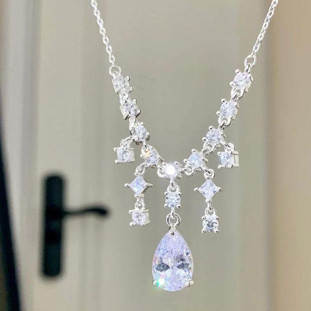 

ANENJERY циркониевые подвески в виде капель воды, ожерелья со звездами для женщин, ретро-дизайн, легкие роскошные ювелирные изделия, подарки серебряный