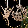 3d Christmas Decoration Holiday Tree Decor Glitter Sequins Christmas Ornaments Set Champagne Ballerina Dancer for Holiday