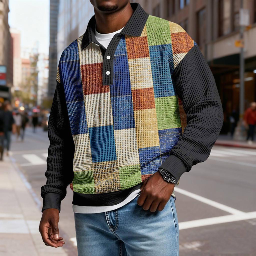 Men's Casual Loose-fitting Top Button-down Collar Long Sleeves