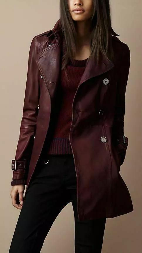 Trench Coat Jacket Handmade Women's Genuine Leather Soft Lambskin Long Overcoat